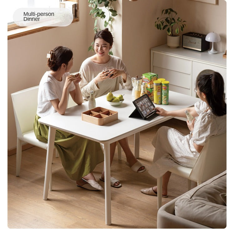 Solid Rubberwood Ectangular Rock Plate Dining Table