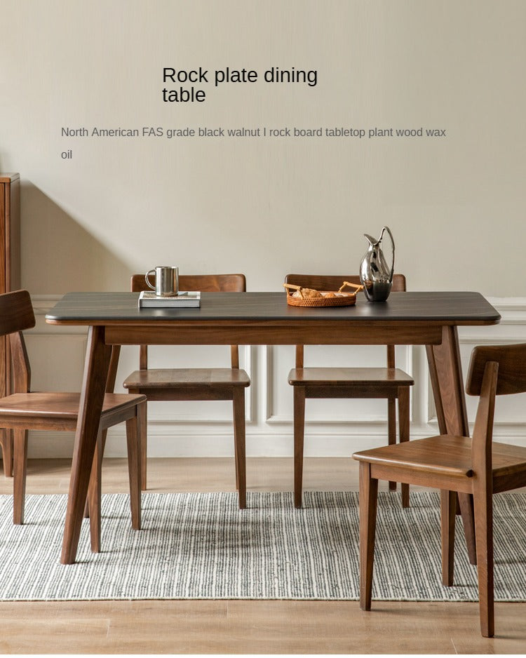 Ash, Black Walnut, Sandalwood Solid Wood Rock Plate Dining Table