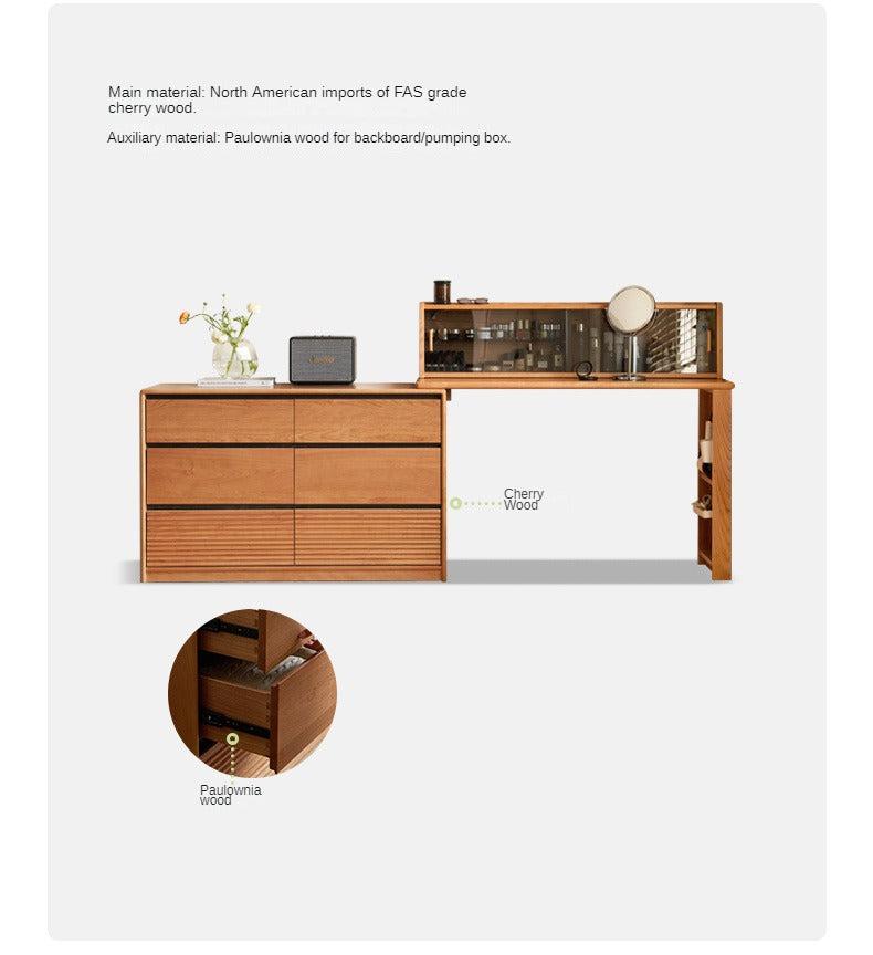 Cherry Solid Wood Retro Dressing Table.
