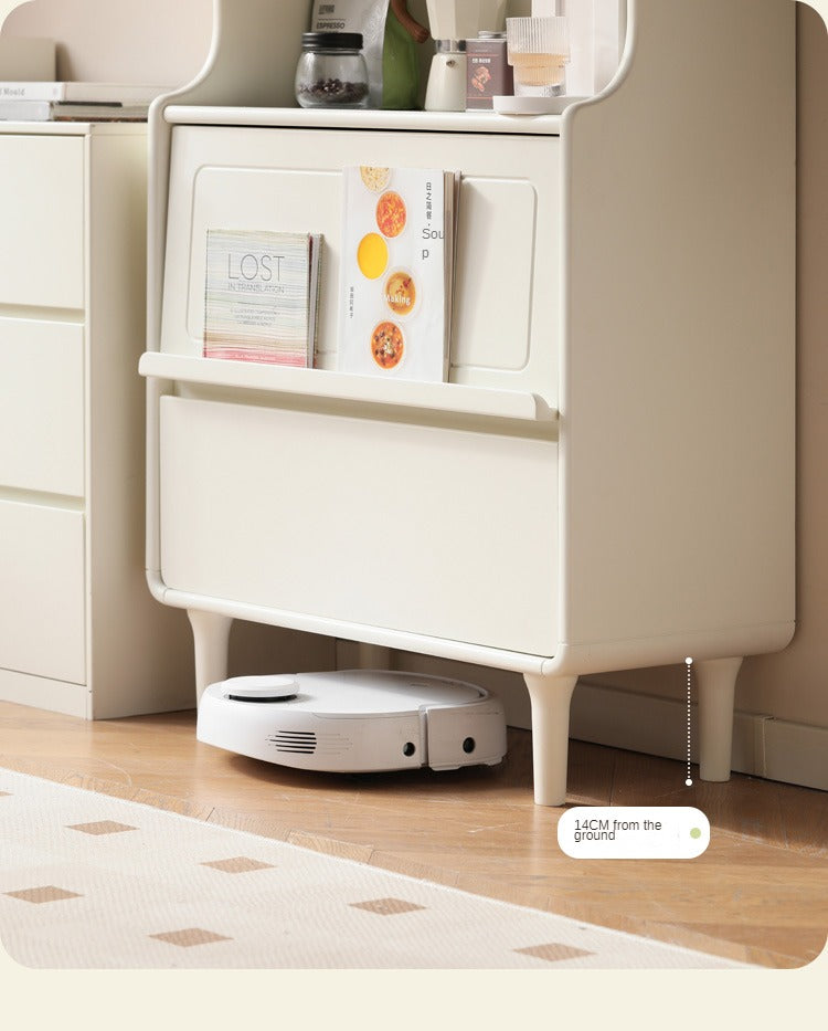 Rubber Solid Wood Bookcase Cream Storage Cabinet Display