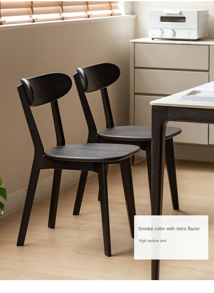 Oak Solid Wood Dining Chair Cream Style White Black