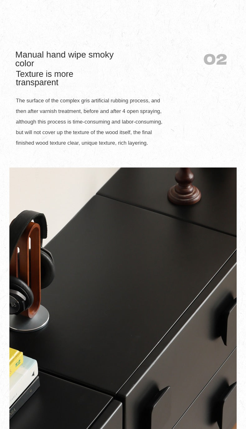 Poplar Solid Wood TV French Retro Floor Module Combination Side Cabinet.