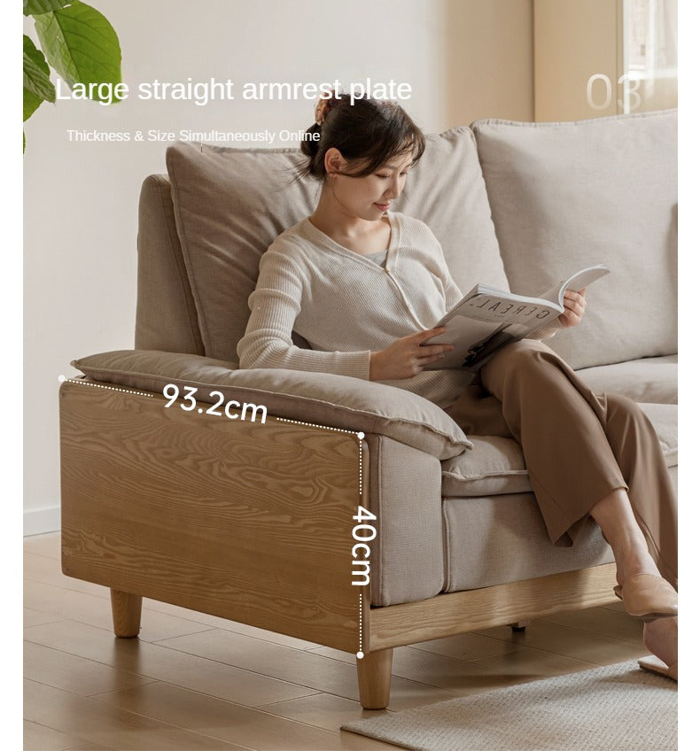 Ash Solid Wood Straight Sofa Modern.