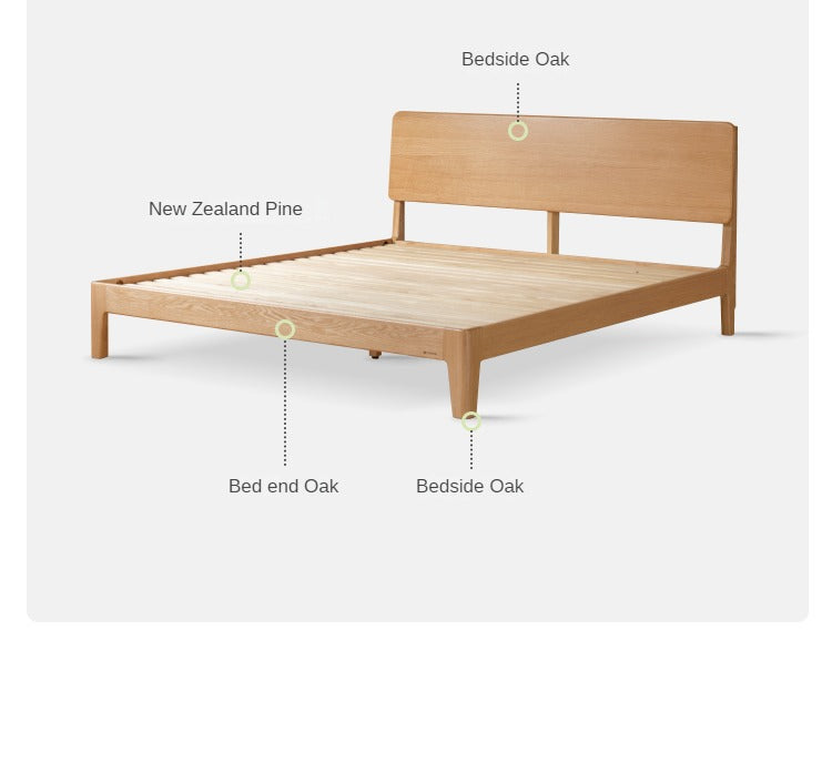 Oak, Ash Solid Wood High Head Board Bed