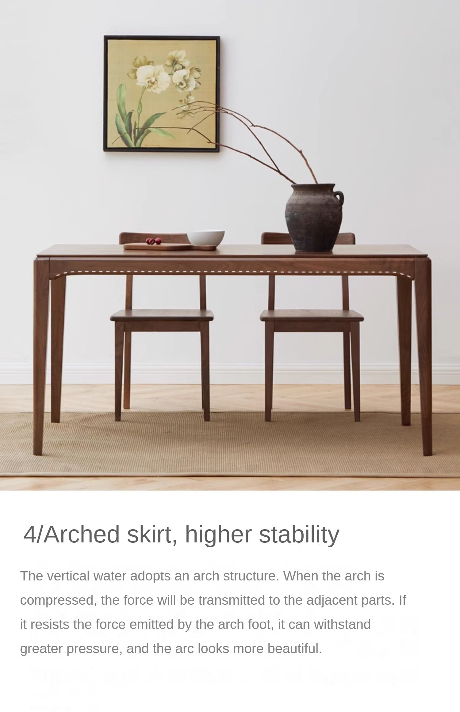 Black Walnut, Ash Solid Wood Modern Light Luxury Nordic Dining Table