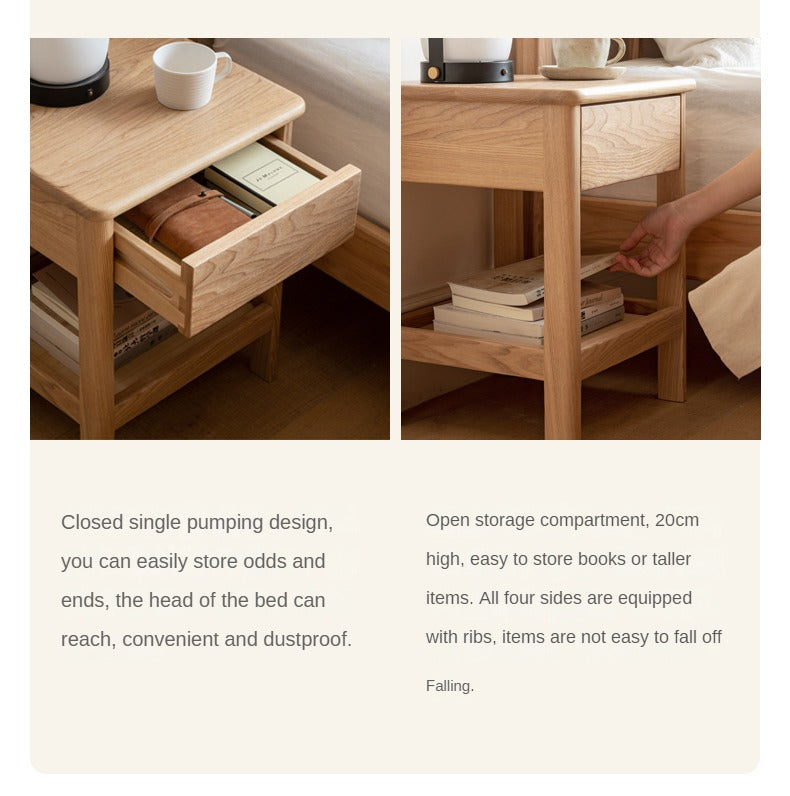 Ash Solid Wood Narrow Edge Nightstand