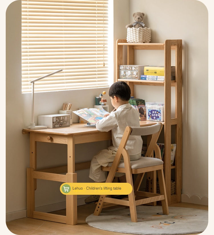 Oak, Beech Solid Wood Children's Toy Storage Bookshelf
