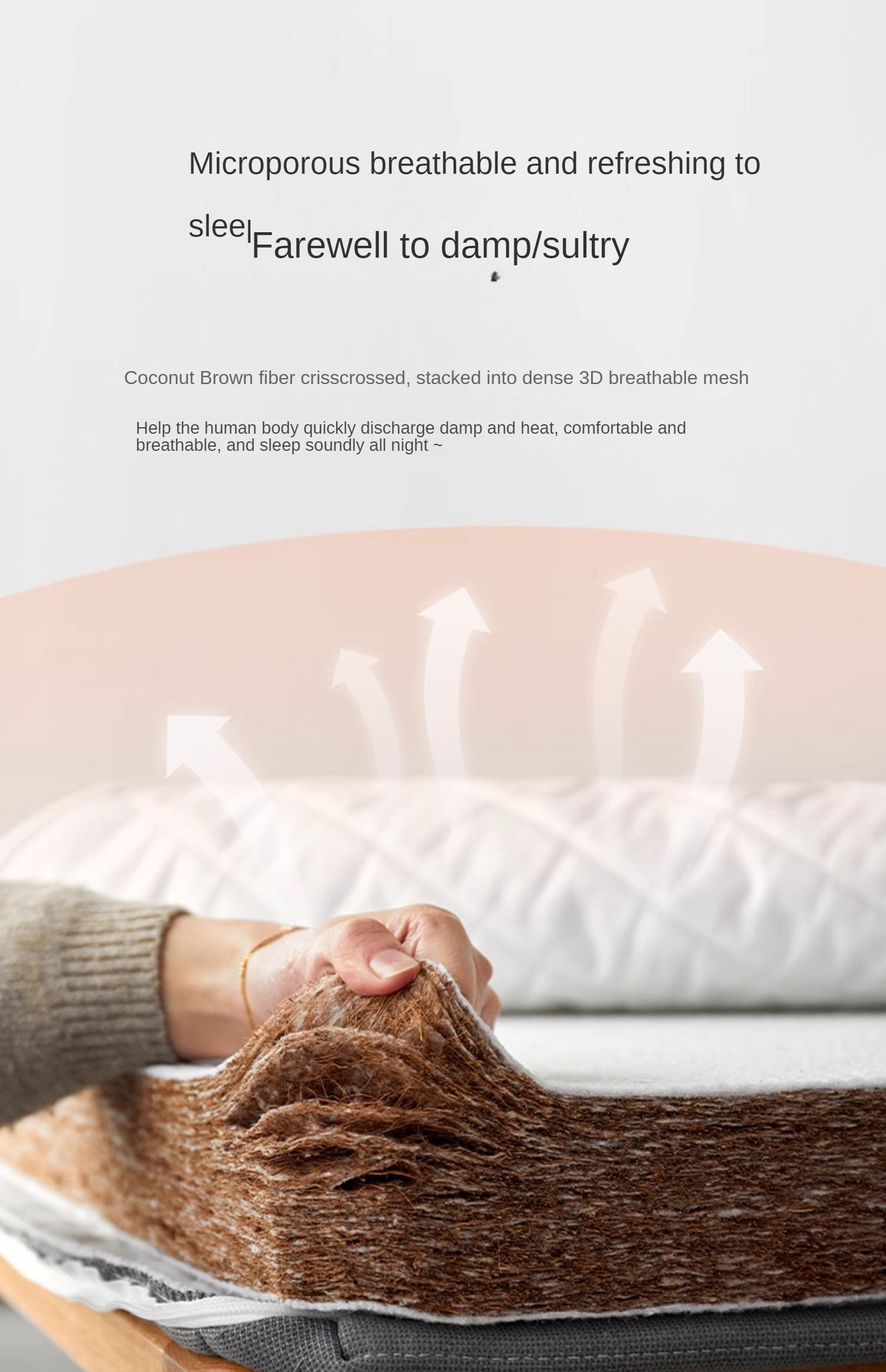 Coconut palm latex three-fold mattress with Spine Protection 8cm :