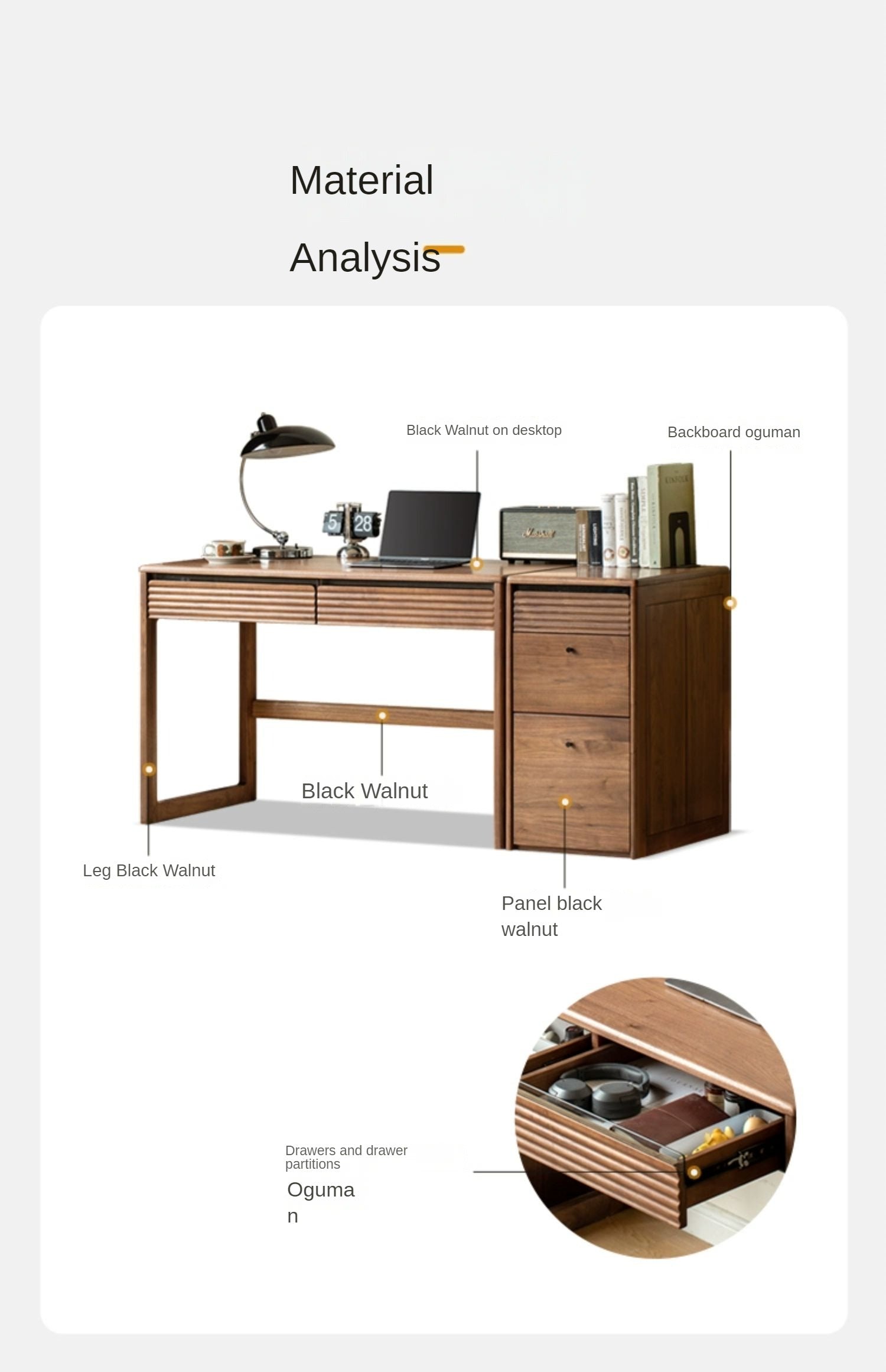 Black Walnut Solid Wood Desk Nordic