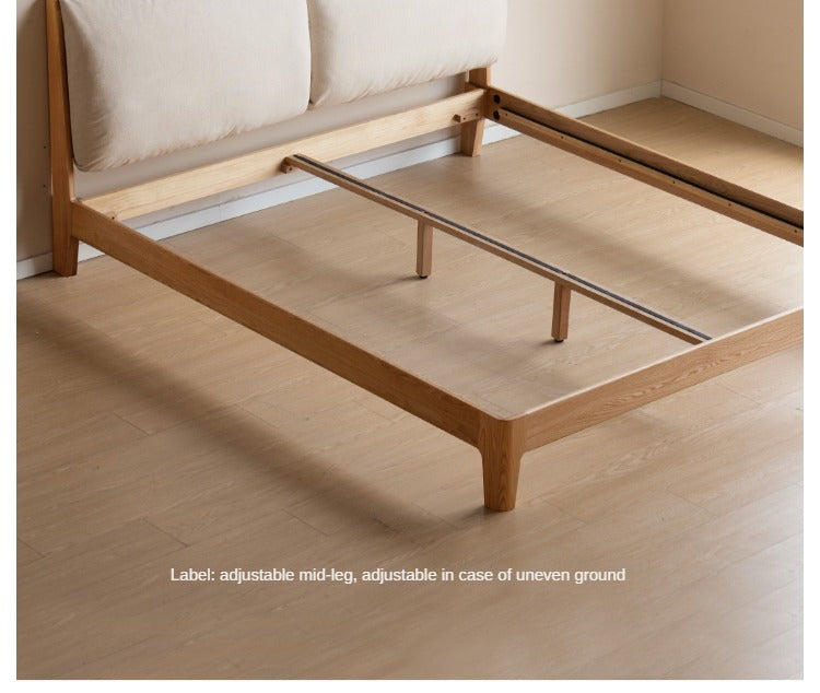 Beech, Oak, Black Walnut Solid Wood Fabric Soft Bed