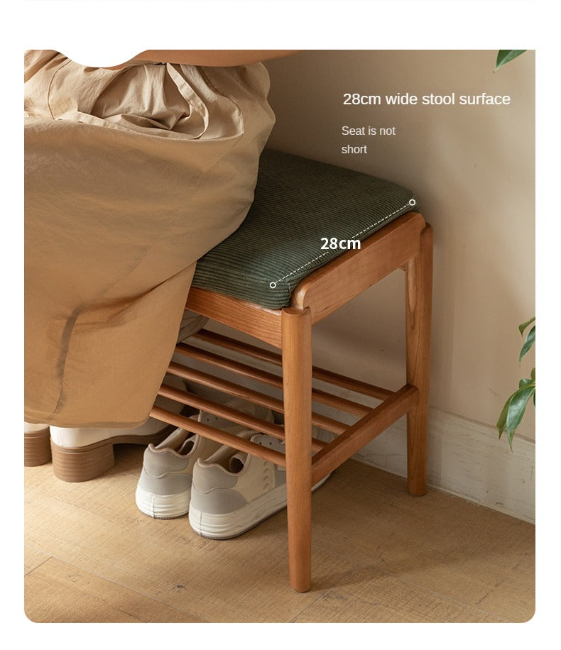 Cherry Solid Wood Shoe Storage Bench