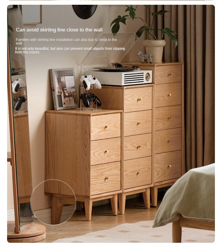 Oak, Beech Solid Wood Chest of Drawers, Multi-Functional Storage Cabinet Combination