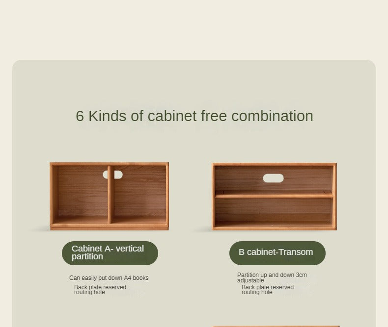 Cherry Solid Wood Free Combination Bookcase.