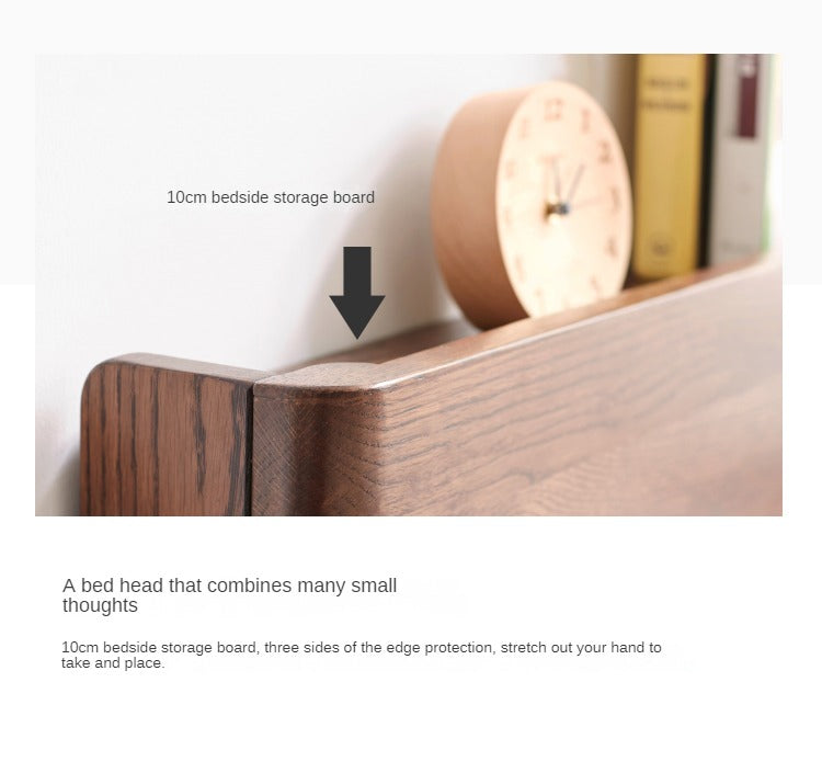 Modern oak solid wood Walnut color bed LED night lights"