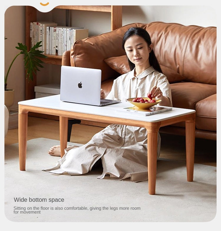 Pine Solid Wood Modern Combination Rock Plate Coffee Table