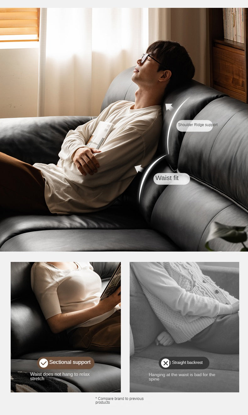 Leather First Layer Yellow Cowhide Piano Key Leather Sofa,