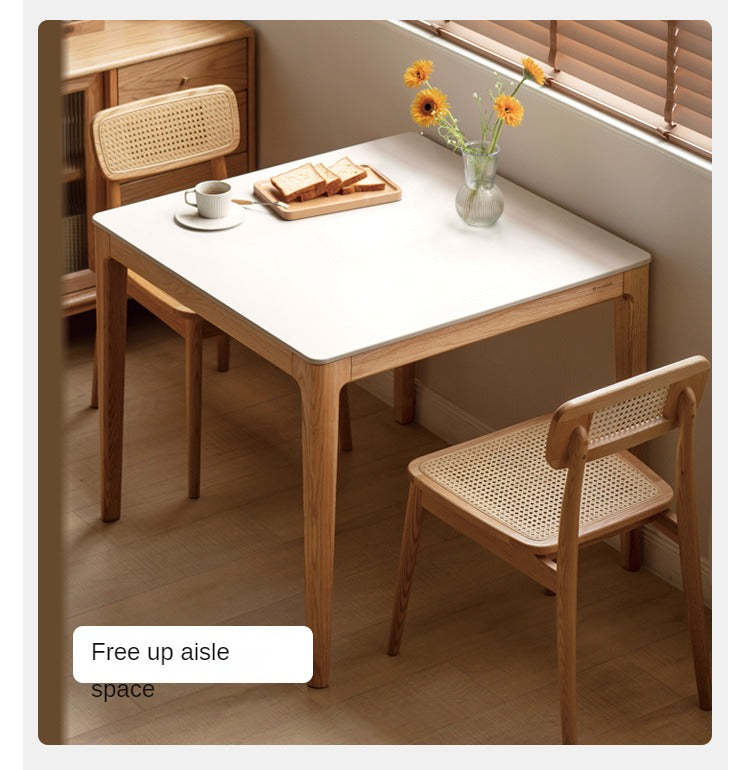 Oak Solid Wood, Solid Rubberwood Square Slate Dining Table