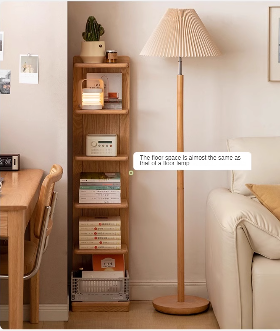 Oak solid wood modern multi-layer bookshelf.