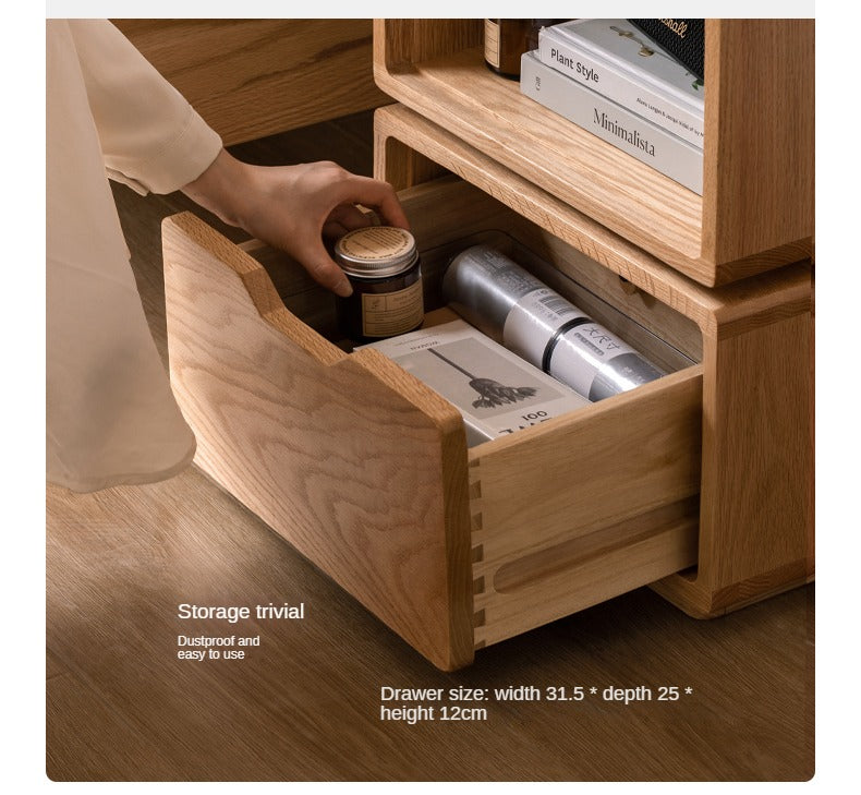 Oak Solid Wood SideTable Rotating Nightstand.