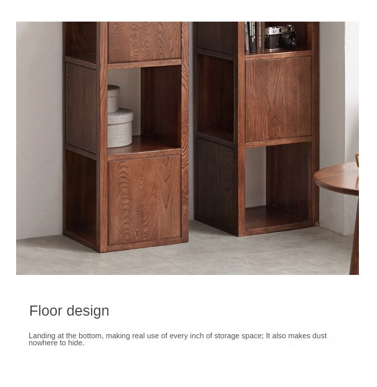 Oak, Ash Solid Wood Bookshelf Narrow Cabinet