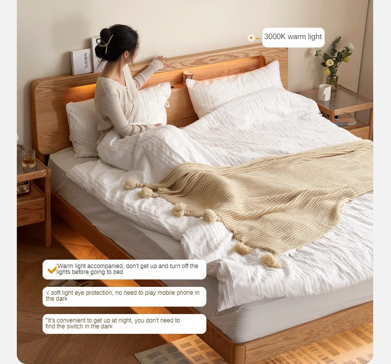 Oak Solid Wood Suspension Luminous Bed