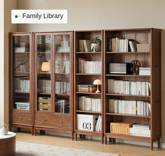 Black Walnut, Oak, Ash Solid Wood Bookcase Whole Wall Free Combination Bookshelf