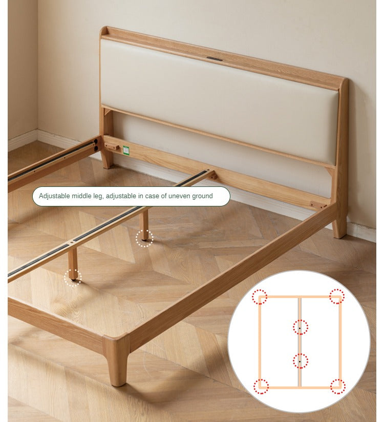 Oak Solid Wood Technology Cloth Modern and Simple Bed
