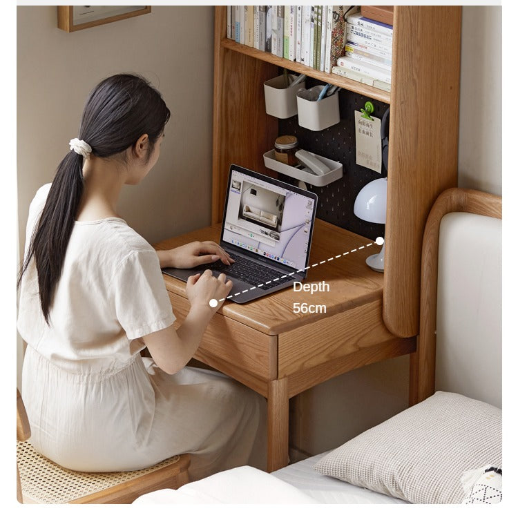 Oak Solid Wood Desk Bookshelf