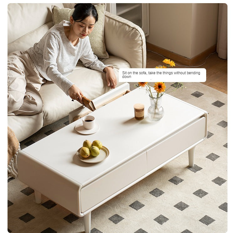 Rubber Wood Cream Coffee Table