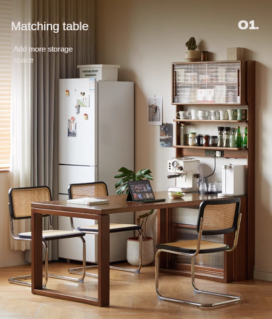 Poplar Solid Wood Rock Board American Retro Dining Sideboard.