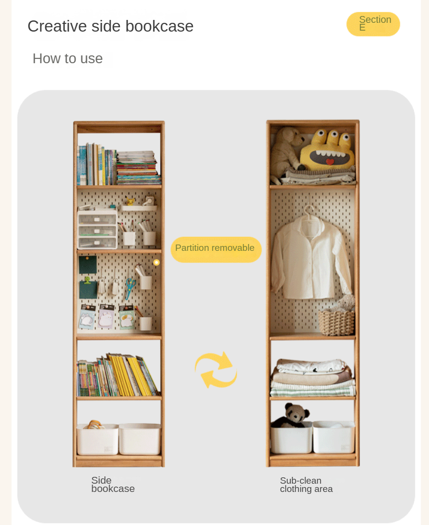 Oak Solid Wood Children's Wardrobe -