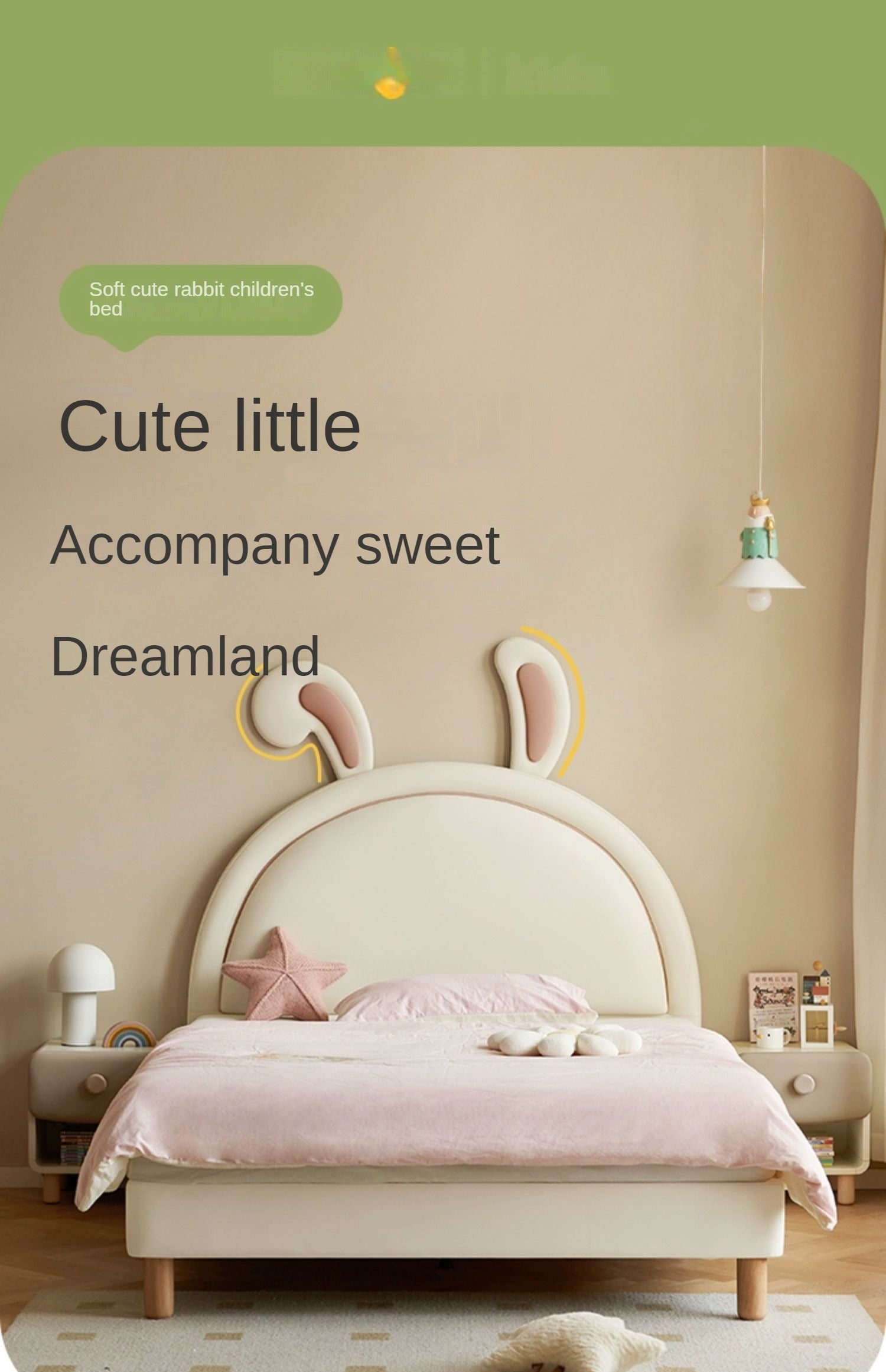 Children's Bed Girl Cartoon Rabbit Bed<
