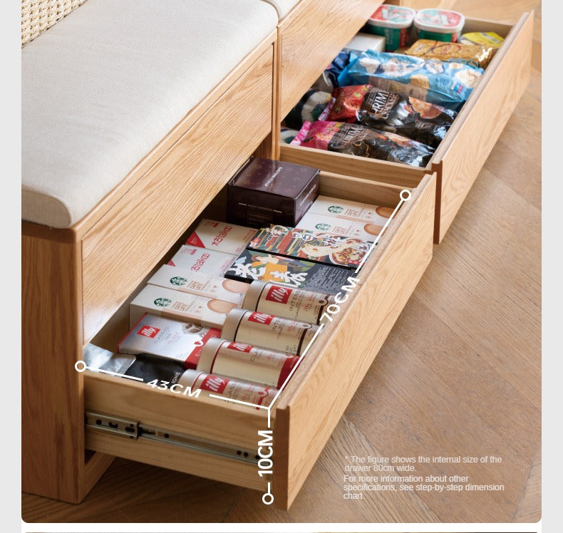 Oak, Ash Solid Wood Wall-To-Wall With Seat Combined Bookshelf