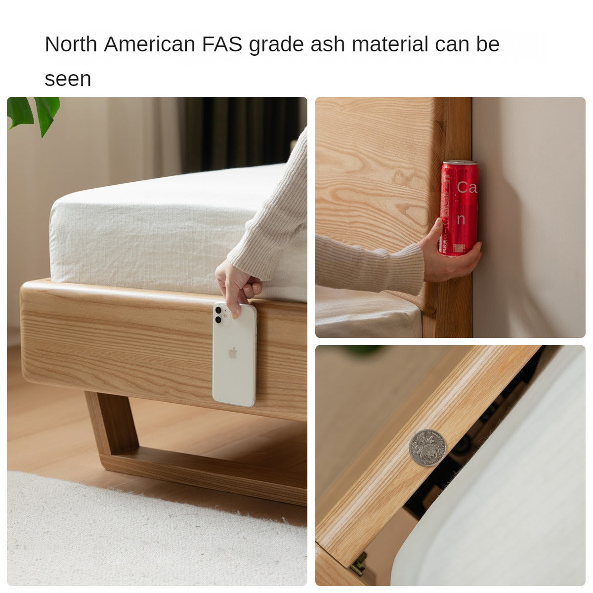 Oak, Ash Solid Wood Nordic Simple Suspended Bed