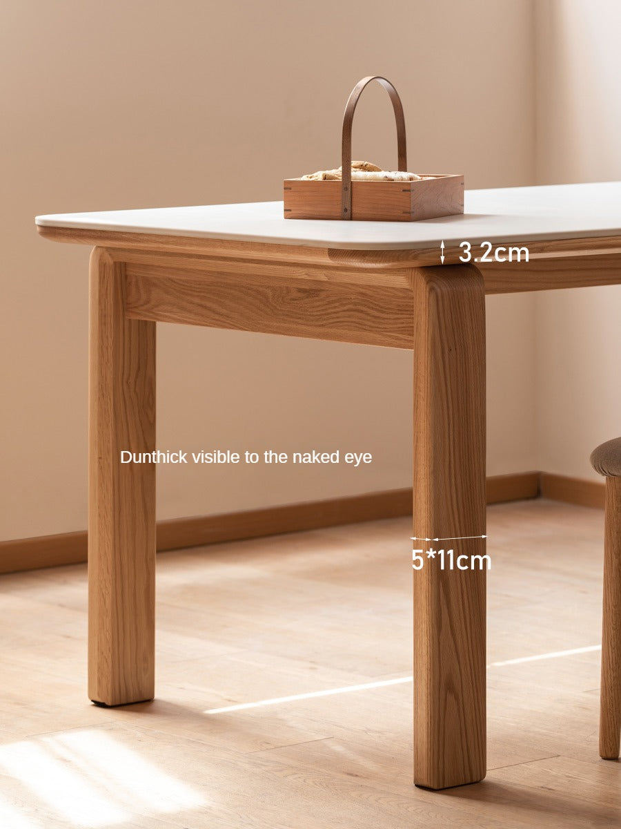 Oak Solid Wood, Solid Rubberwood Slate Dining Table