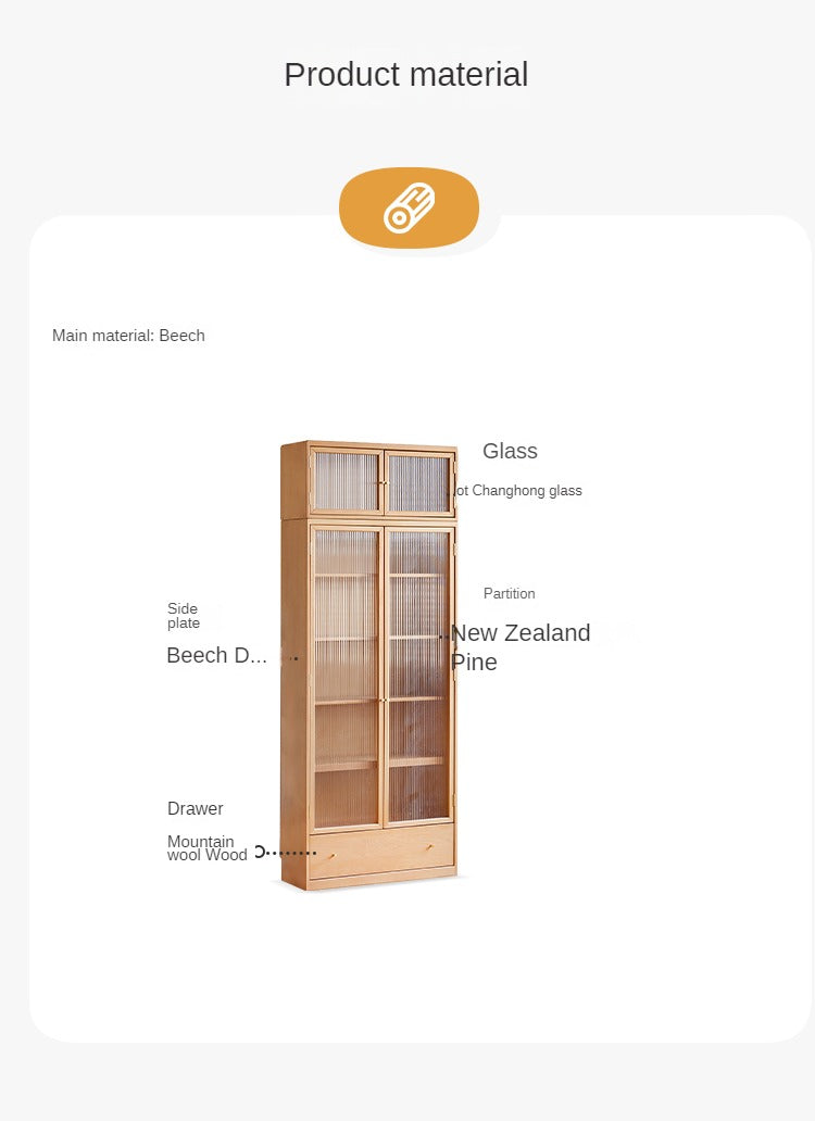 Beech Solid Wood Bookcase Combination Cabinet