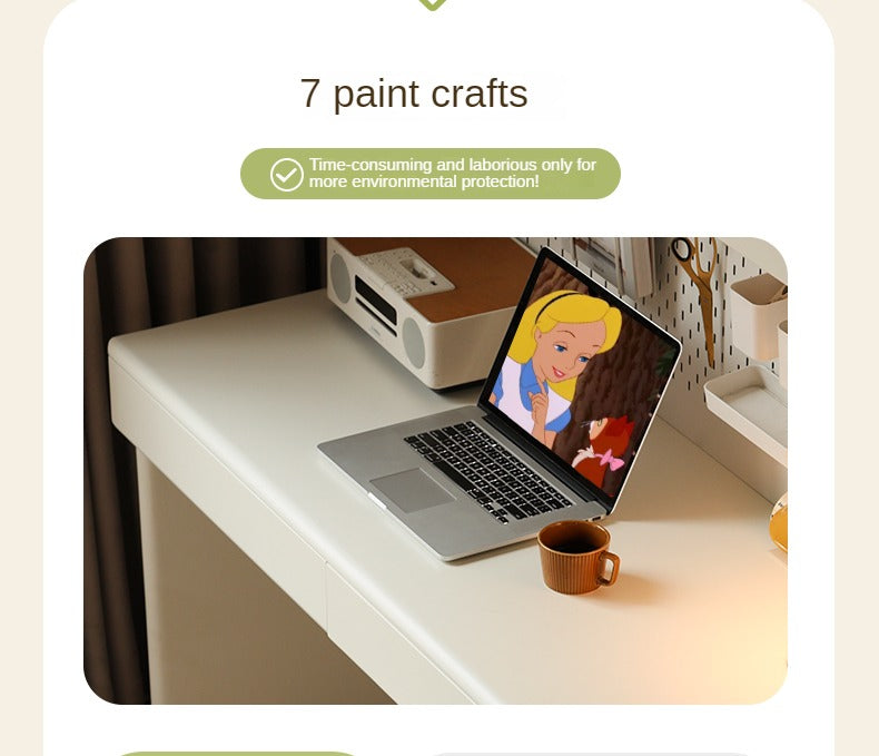 Solid RubberWood Wood Desk Bookshelf Integrated Study Table