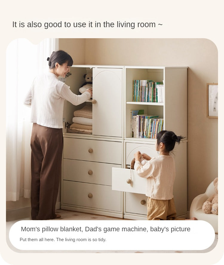 Pine Solid Wood Cream Style Kids Dresser, Chests, Storage Cabinet