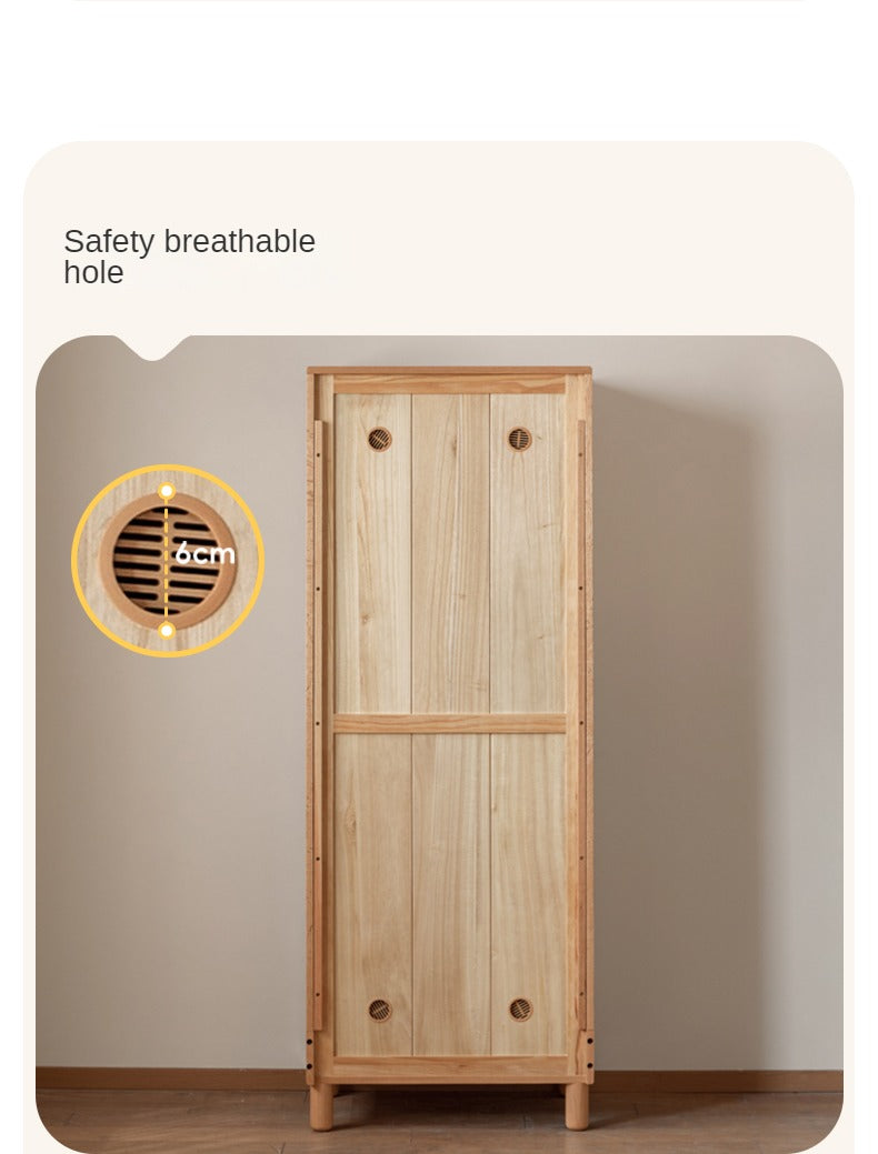Oak Solid Wood Children's Wardrobe Combination Storage Cabinet