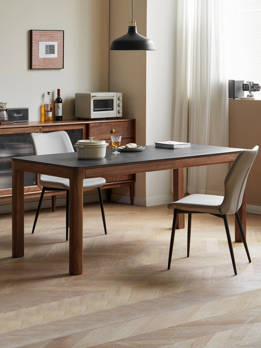 Black Walnut, Sandalwood Solid Wood Rock Slab Dining Table
