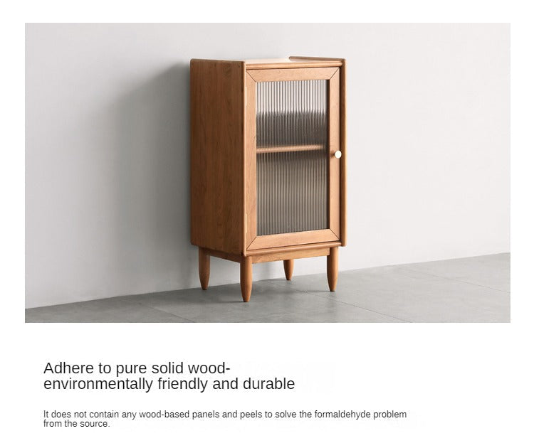 Cherry, Birch Solid Wood Japanese Retro Side Cabinet.