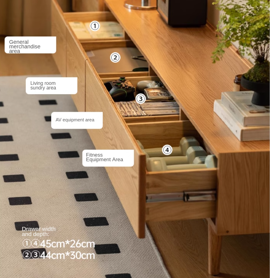 Oak Solid Wood Modern Locker Integrated TV Cabinet.