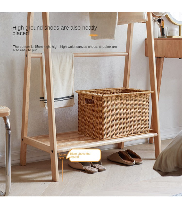 European Beech Solid Wood Clothes Rack Floor-Standing Coat Rack