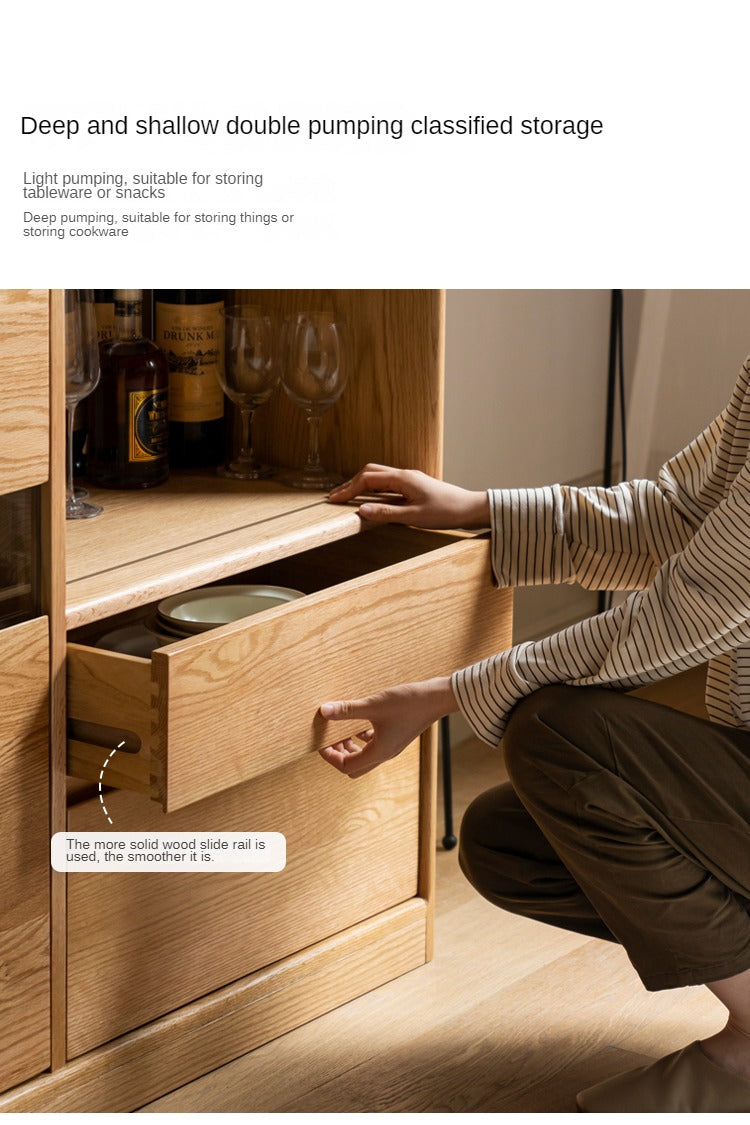 Oak, Ash Solid Wood Nordic Sideboard Slate Top