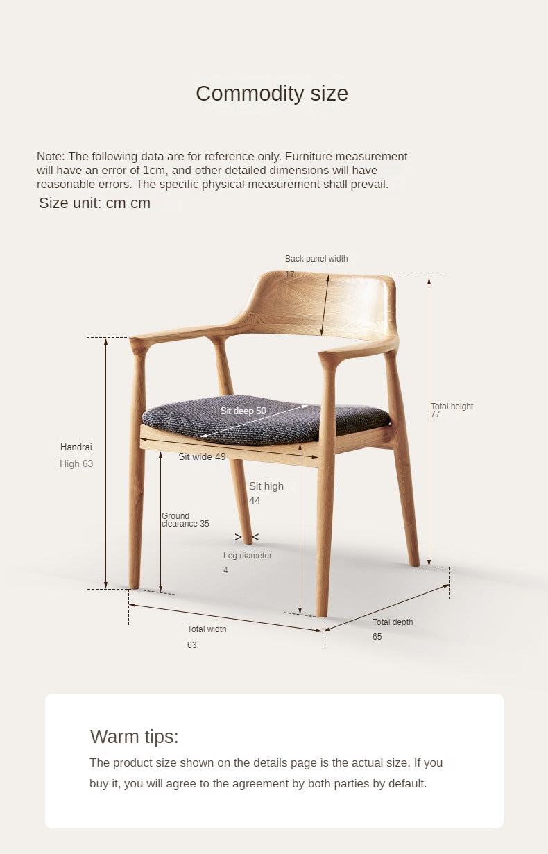 Ash Solid Wood Elegant Armchair
