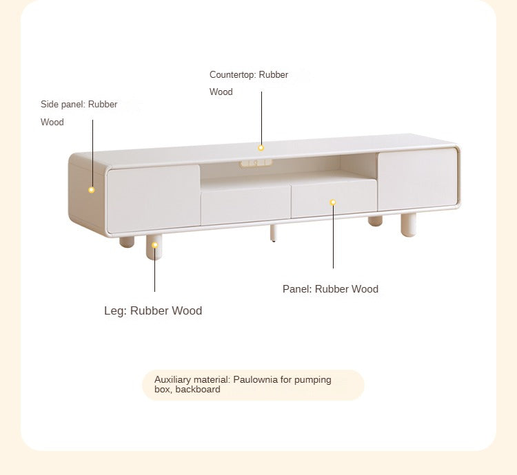 Rubber Solid wood French Cream Style TV Cabinet.