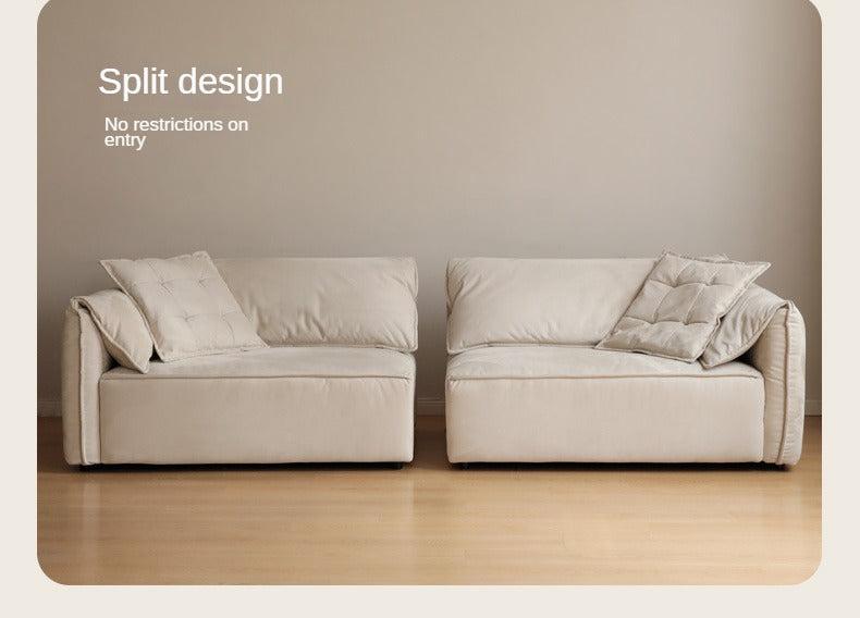 Fabric Modern Tofu Block Elephant Ear Down Sofa.