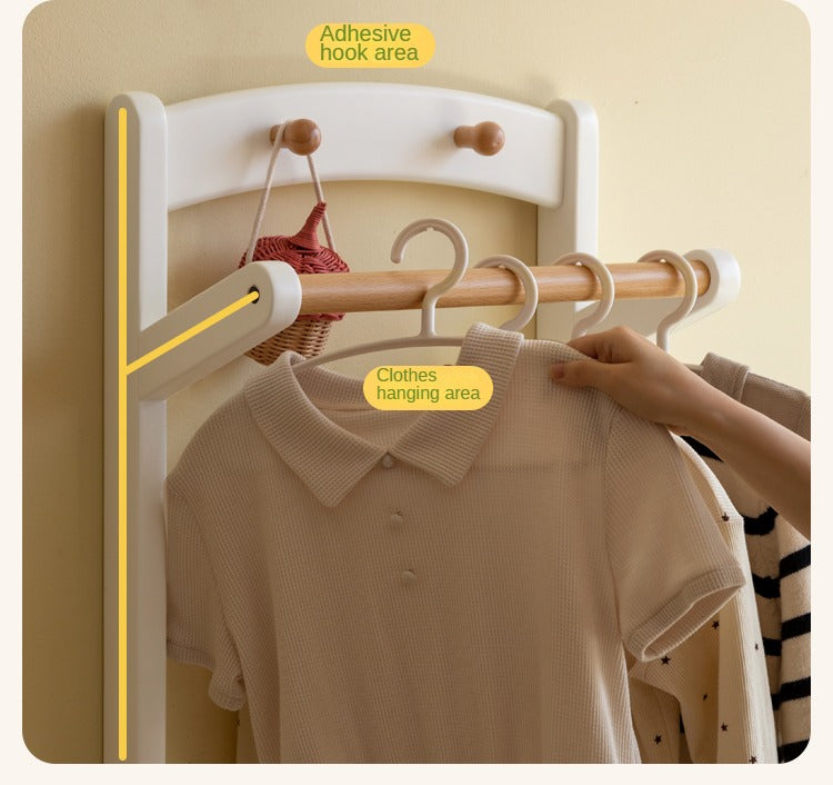 Poplar Solid Wood Clothes Hanger Nightstand-