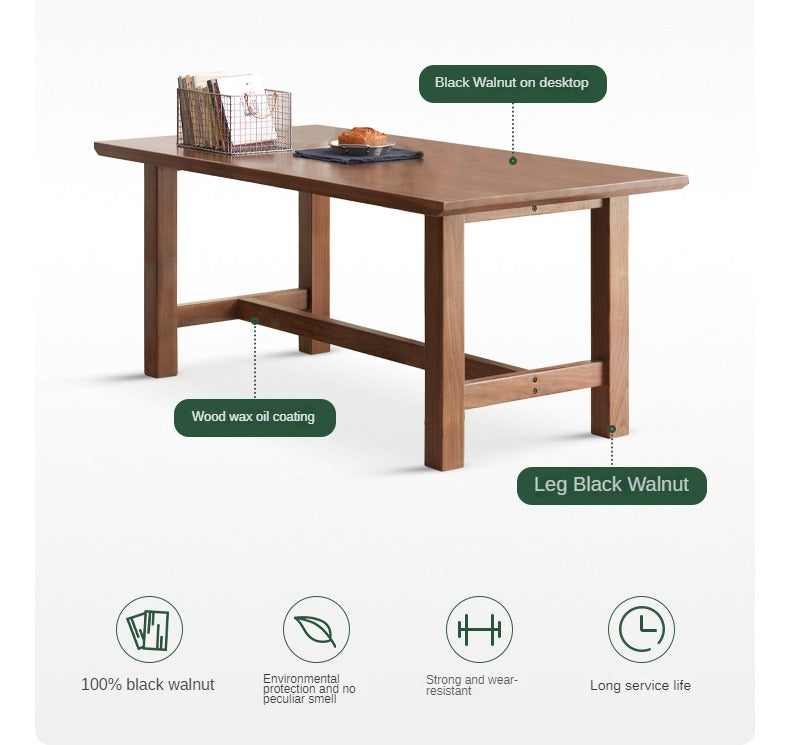Sandalwood, Black Walnut, Oak, Ash Solid Wood Farmhouse Style Dining Table