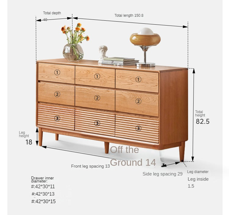 Cherry Solid Wood Chest of Drawers, Drawer Cabinet
